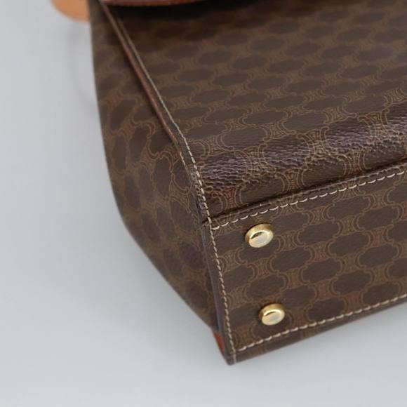 CELINE Macadam Canvas Hand Bag PVC Leather 2way Brown Gold Auth 102389 - Picture 16 of 16
